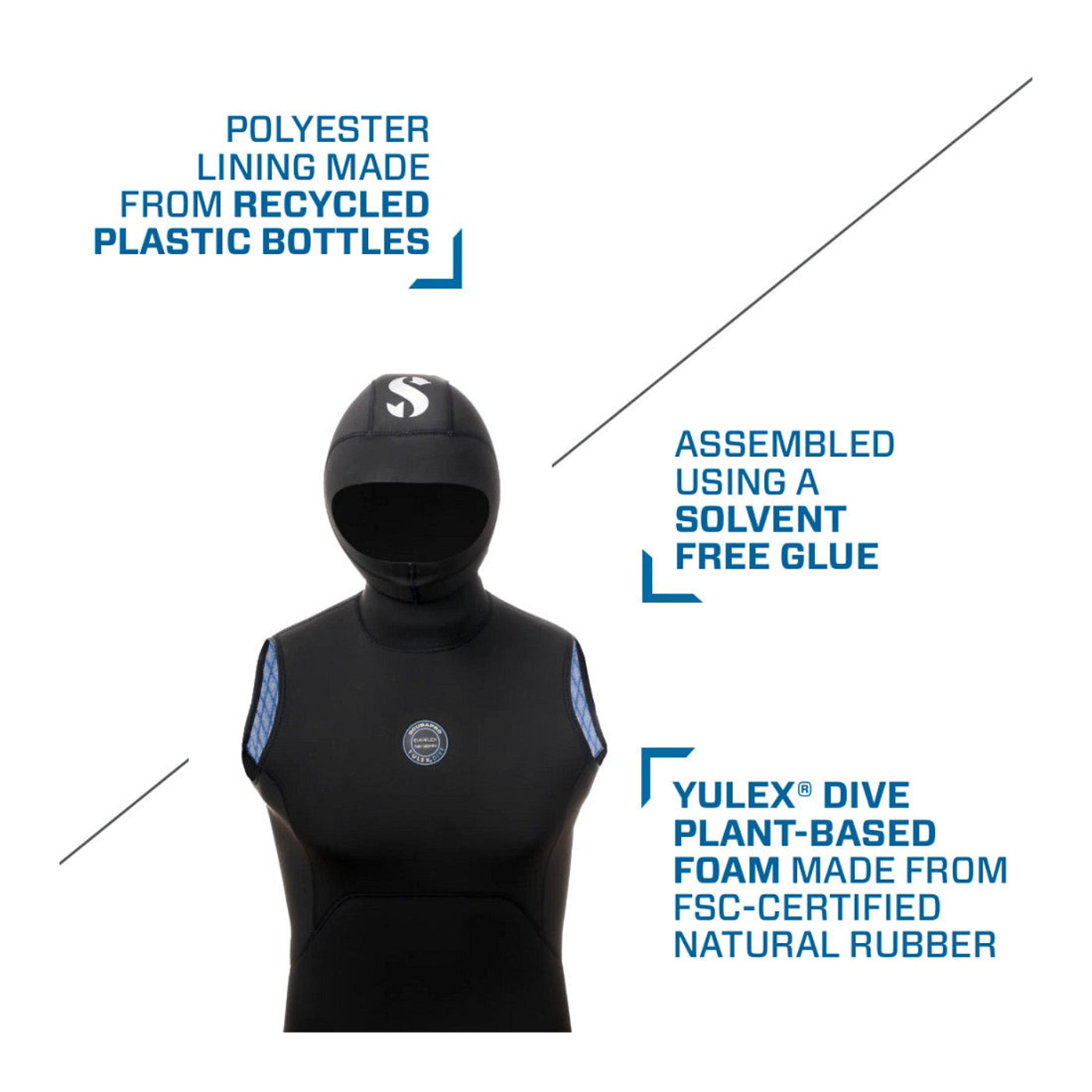 ScubaPro Everflex Yulex Dive Hooded Vest 5/3mm Men's Vest for SCUBA Diving - VEST69 01-XS